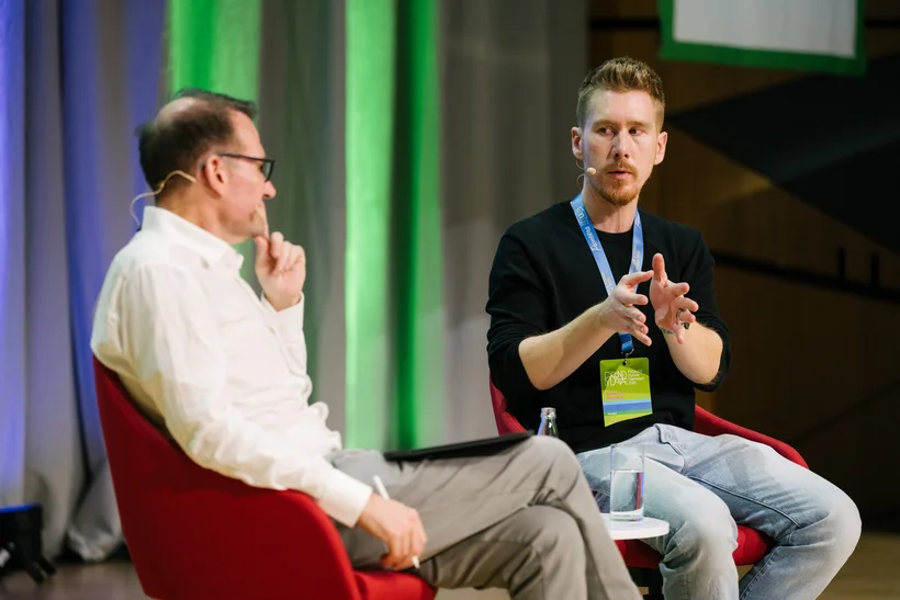 Sebastian Raschka and Alexander C. S. Hendorf in the fireside chat "Stop Waiting, Start Shipping" at PyCon DE & PyData 2026
